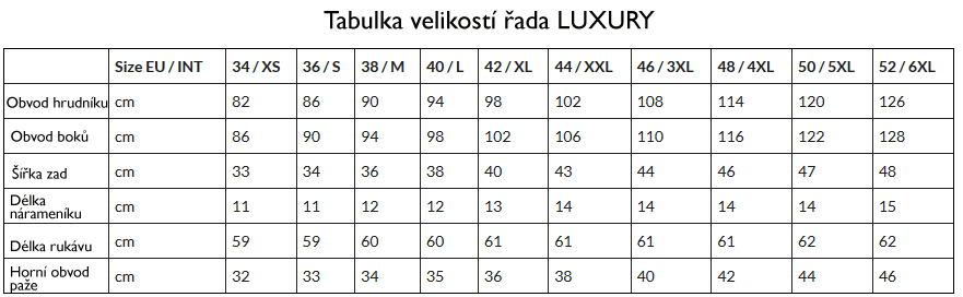 Tabulka velikostí Luxury